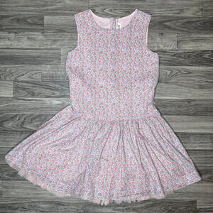 Gap Kids Little Girl's Drop Waist Floral Pink Dress w/ Tulle Slip Size L